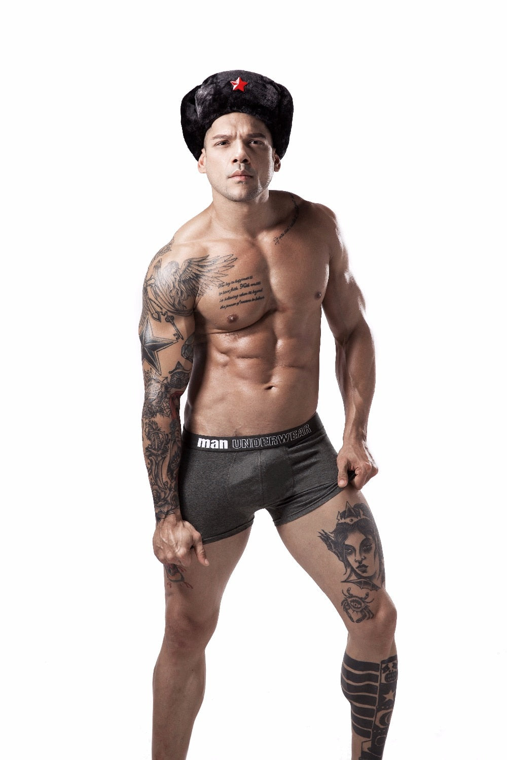 Four pairs of men's cotton boxer briefs from The Clothing Company Sydney, showcasing breathable, solid-colored, and flexible underwear.