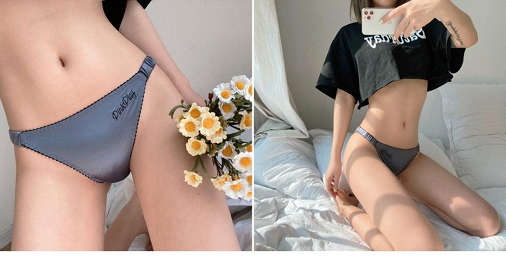 Two pack of women's letter print seamless low-rise panties by The Clothing Company Sydney, comfortable and stylish underwear for ladies.