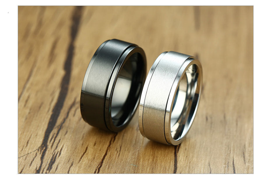 Stainless steel spinner ring for men and ladies, featuring a 6/8mm classic design, stress relief accessory, casual jewelry.