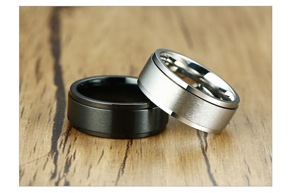 Stainless steel spinner ring for men and women with 6/8mm band, stress relief design, casual jewelry by The Clothing Company Sydney