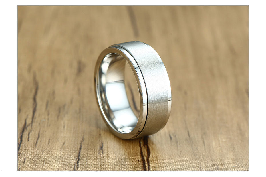 Stainless steel spinner ring with 6/8mm width, designed for men and women, stress relief jewelry, casual and wedding accessory.