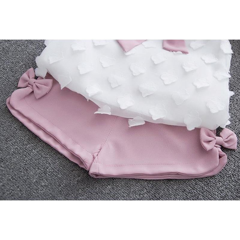 Baby girl summer clothing set with chiffon bowknot coat and pants, designed for kids by The Clothing Company Sydney.
