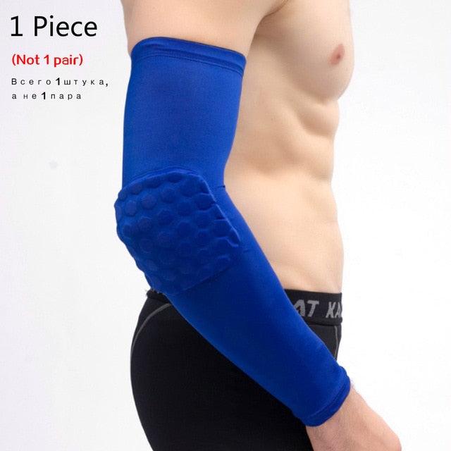 Black basketball knee pad protector with honeycomb foam compression sleeve, designed for sports and fitness support.