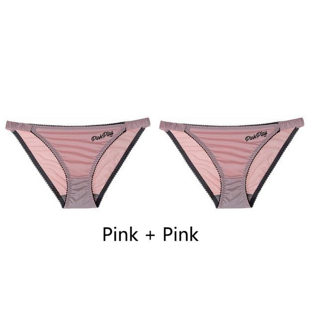 Two pack of women's seamless letter print underwear by The Clothing Company Sydney, low-rise briefs with comfortable fit.