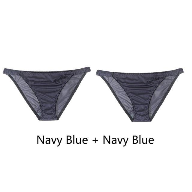 Two pack of women's seamless low-rise briefs with letter print, comfortable underwear by The Clothing Company Sydney.