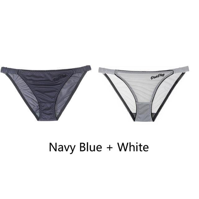 Two pairs of Women's letter print seamless low-rise panties, comfortable underwear briefs by The Clothing Company Sydney.
