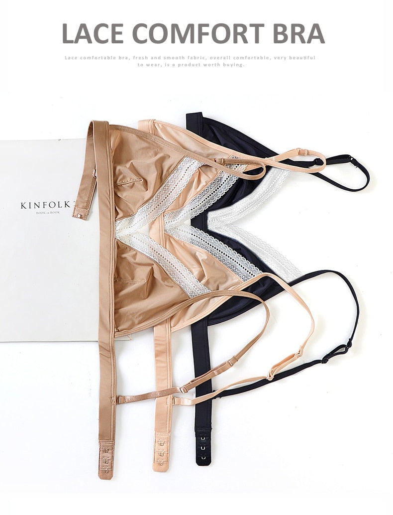 Wireless lace bralette by The Clothing Company Sydney featuring seamless ultra-thin design and 3/4 cup for comfortable lingerie.
