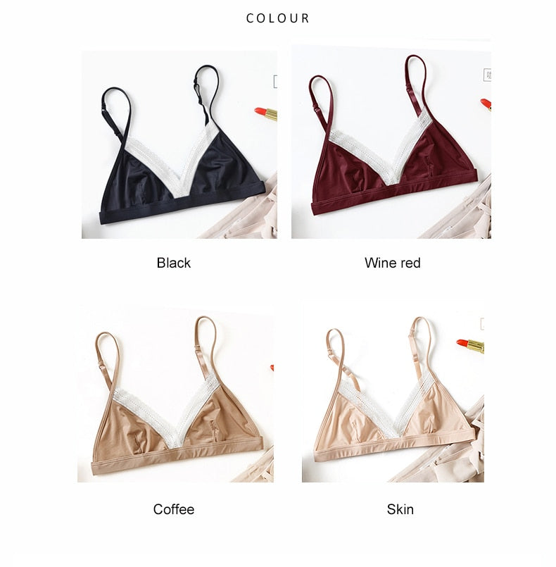 Wireless lace bralette by The Clothing Company Sydney, seamless ultra-thin soft lingerie with 3/4 cups and sexy top style.