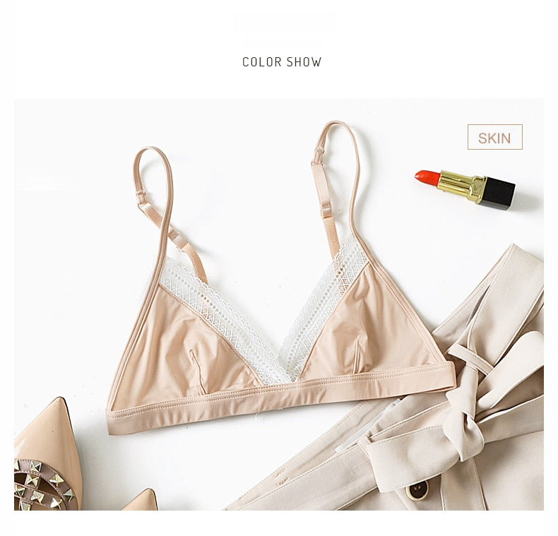 Wireless lace bralette from The Clothing Company Sydney featuring seamless, ultra-thin soft fabric with 3/4 cups for comfortable lingerie.
