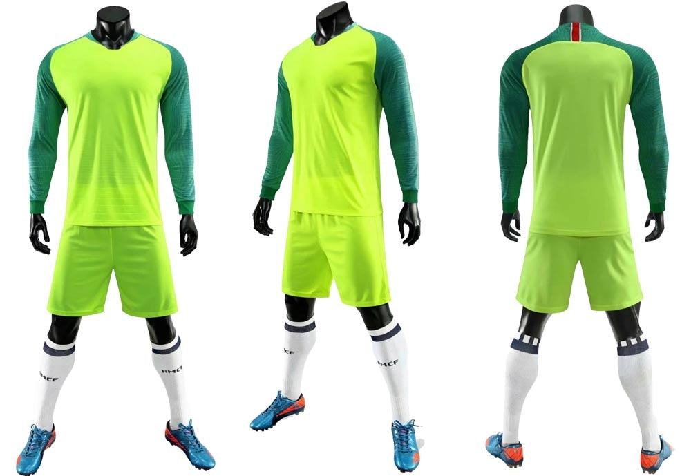 Adult kids soccer long sleeve jersey set with matching shorts from The Clothing Company Sydney, designed for football training.