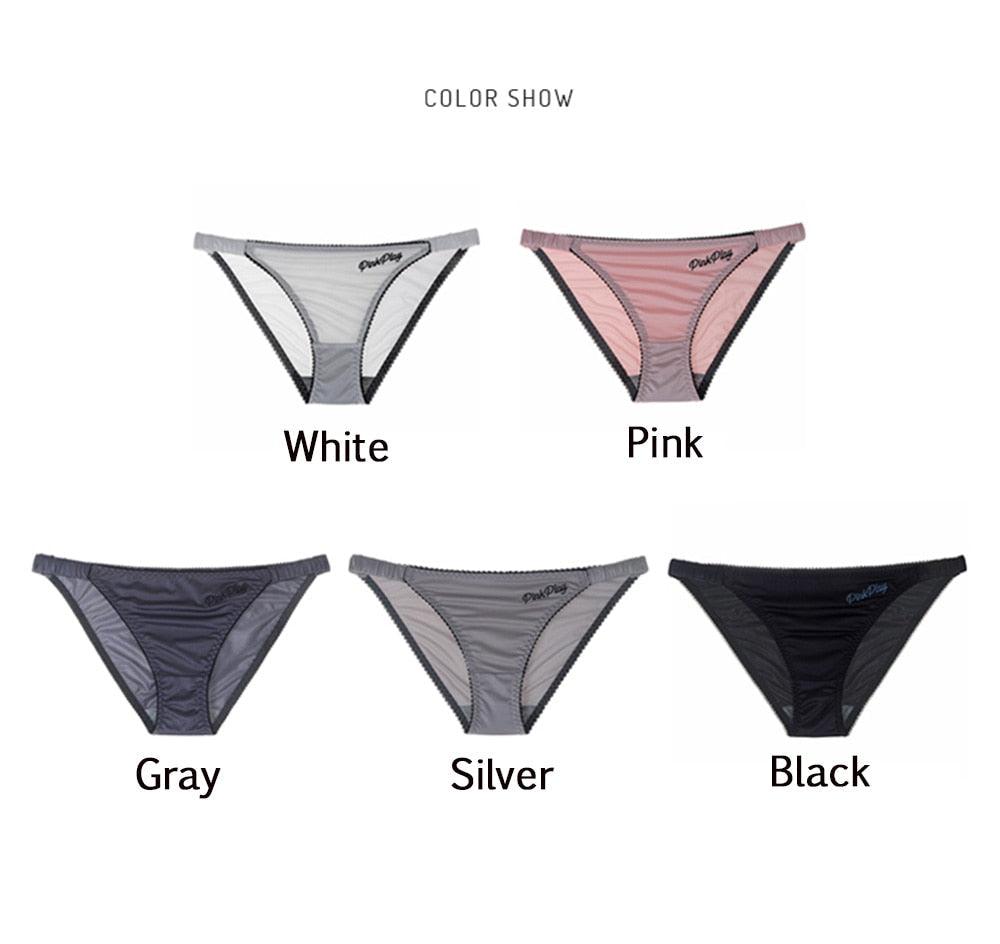 Two pairs of women’s letter print seamless briefs by The Clothing Company Sydney, low-rise and comfortable underpants.