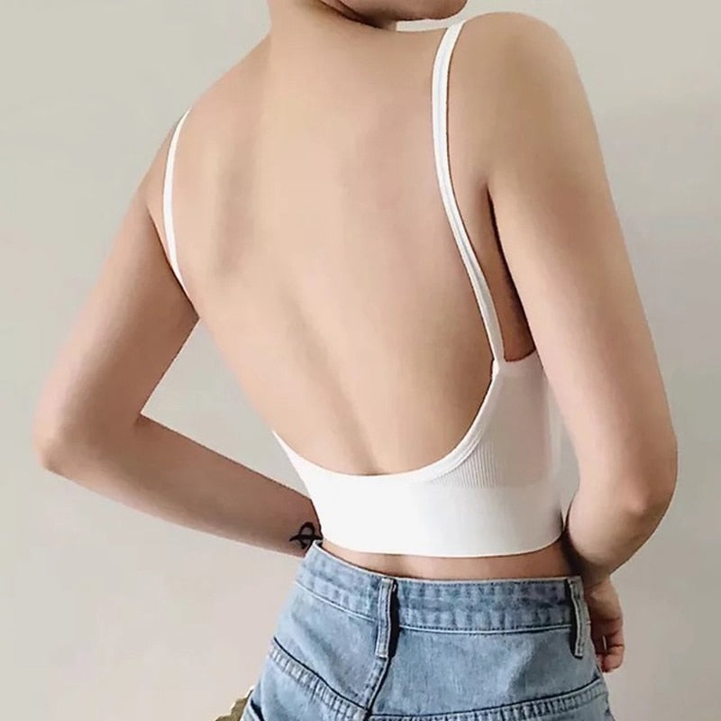 Backless seamless lingerie bralette from The Clothing Company Sydney featuring push-up design and wireless, cozy, comfortable fit.