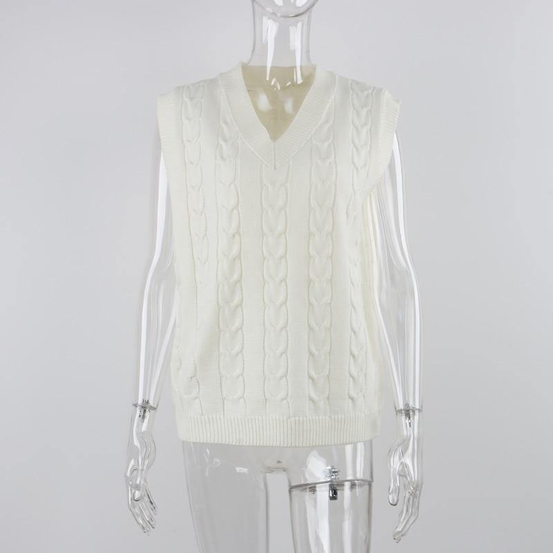 Knitted sleeveless sweater top and shorts mini matching set in beige from The Clothing Company Sydney, perfect for autumn winter casual wear.