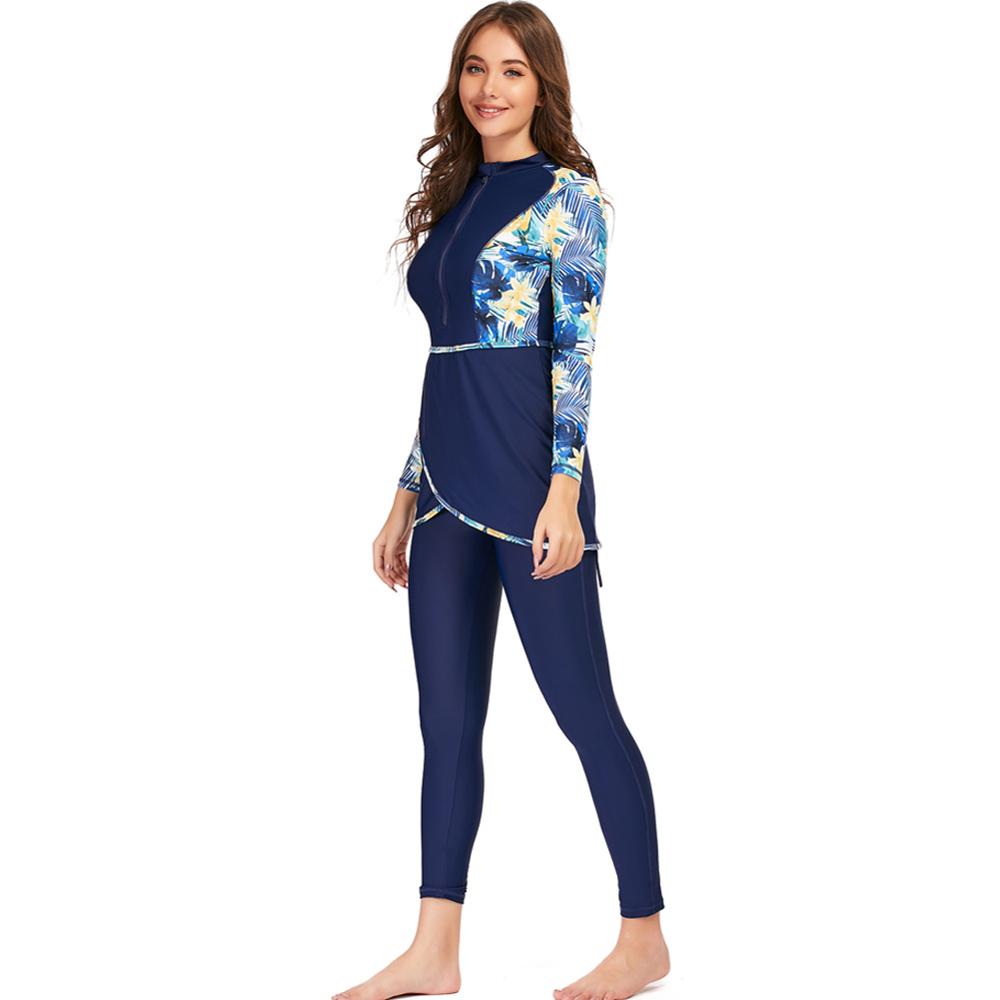 Three-piece full-body swimwear set with long sleeves, conservative design, by The Clothing Company Sydney, suitable for sports and swimming.