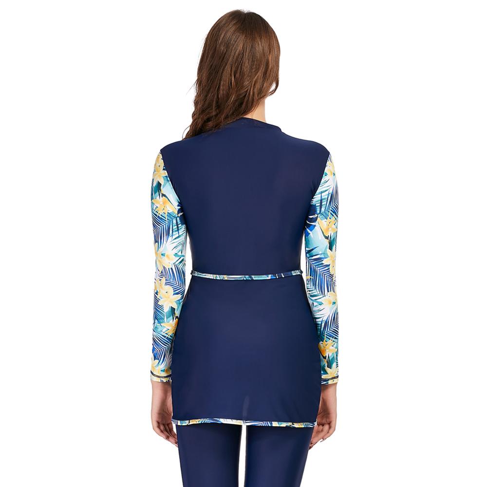 Long sleeve full body swimsuit by The Clothing Company Sydney, conservative 3-piece swimwear for active swimming and beachwear.