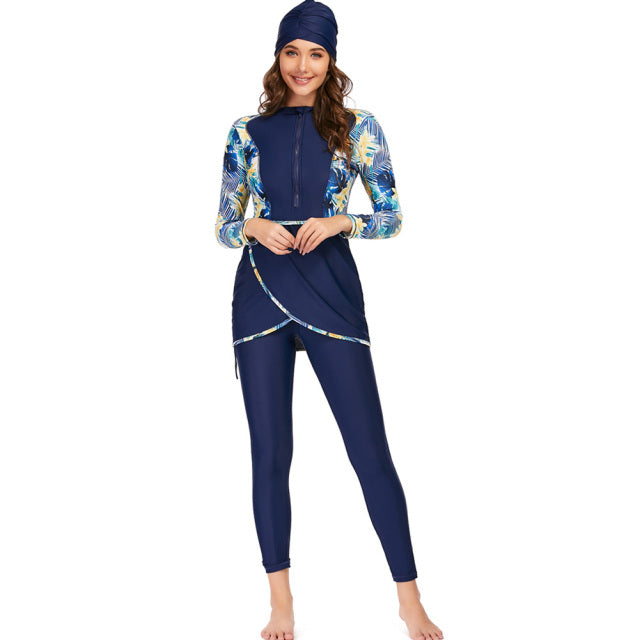 3-piece full-body long sleeve swimsuit by The Clothing Company Sydney, designed for conservative swimwear and active water sports.