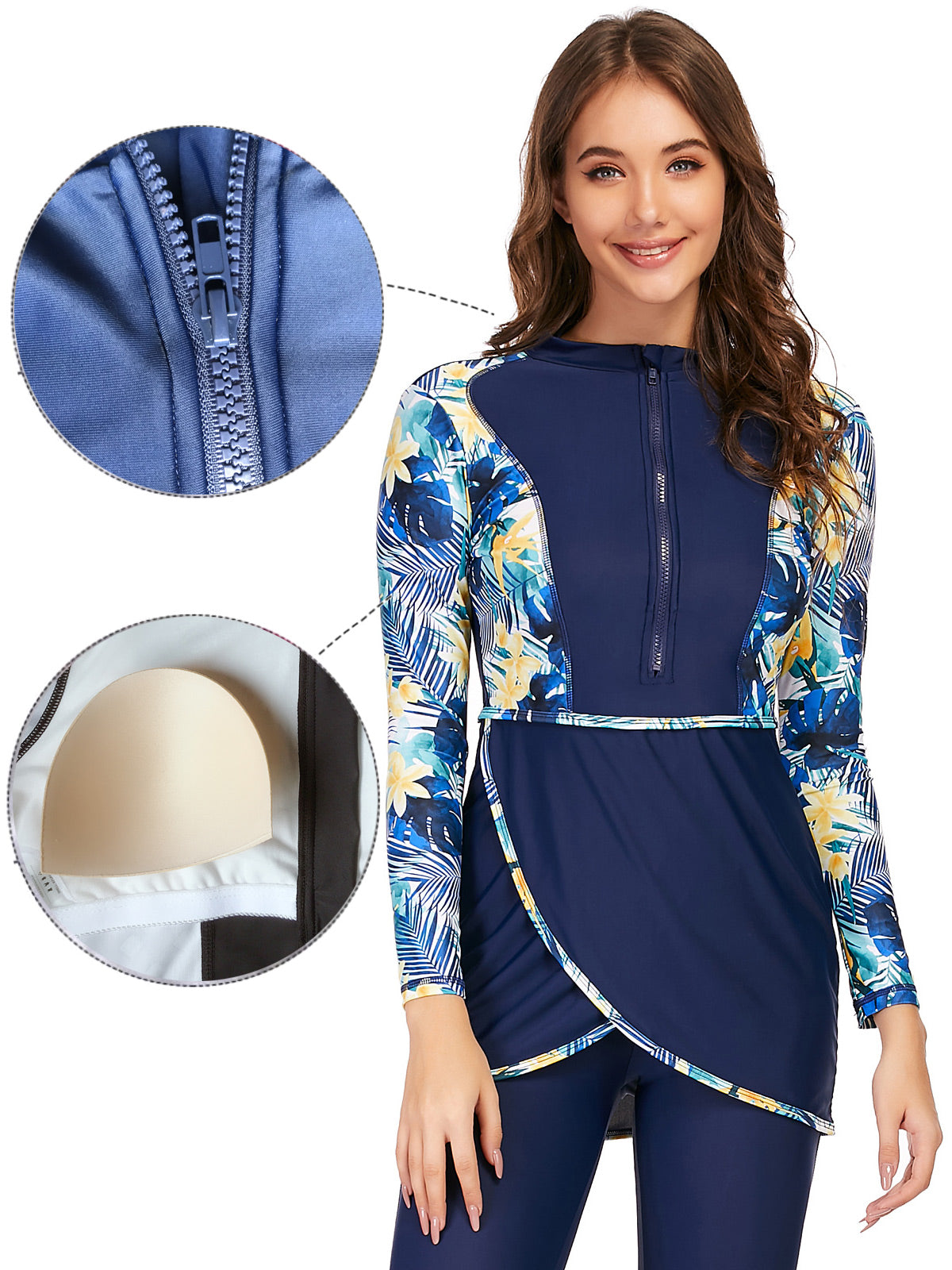 Long sleeve full body swimsuit by The Clothing Company Sydney, conservative swimwear for active swimming and water sports.