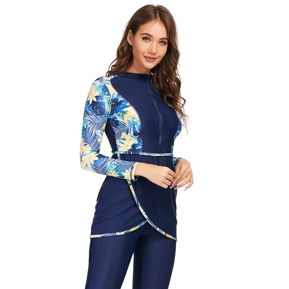 Long sleeve 3-piece full body swimsuit by The Clothing Company Sydney, designed for conservative swimwear and active water sports.