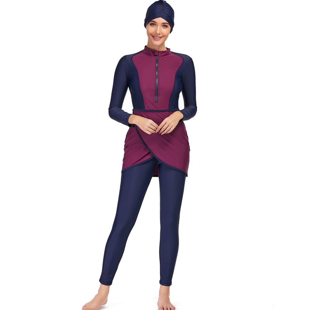 3-piece full body swimsuit with long sleeves from The Clothing Company Sydney, designed for conservative swimming and full coverage.