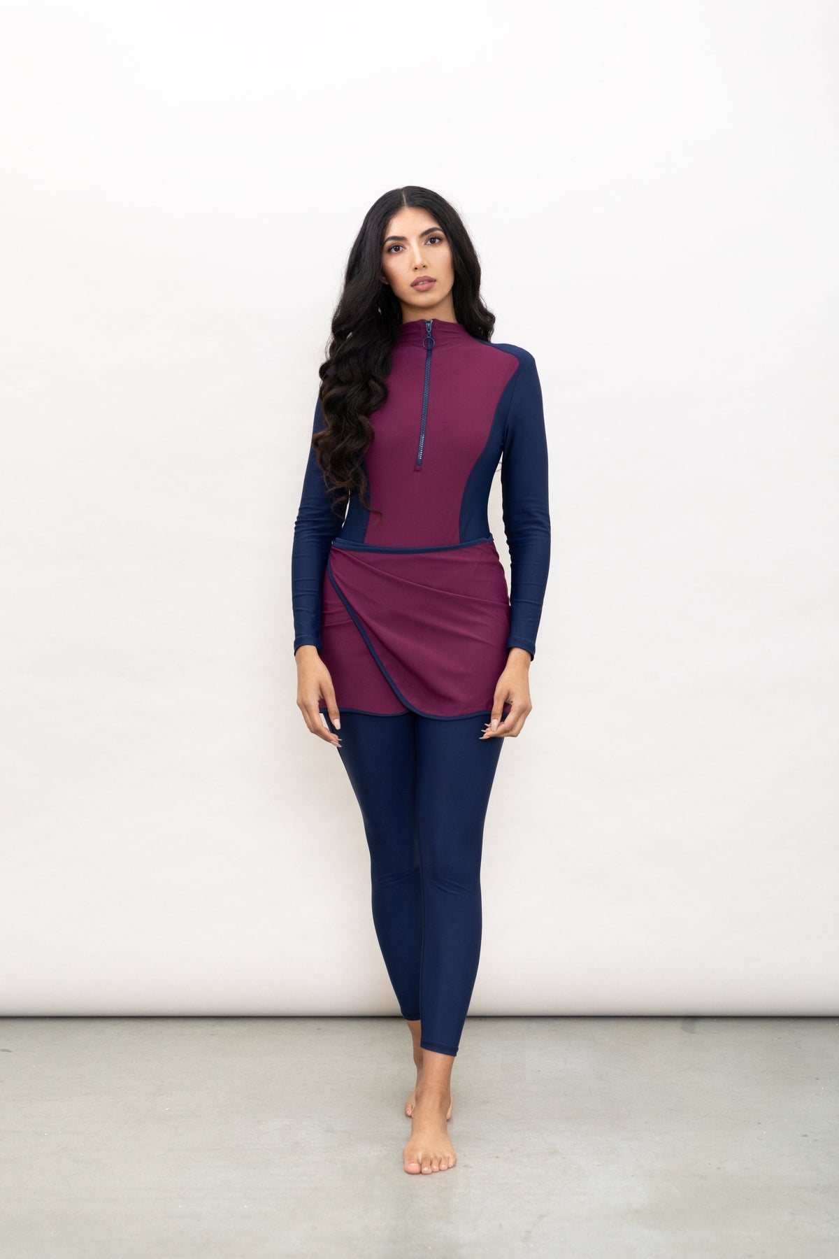 3-piece full body long sleeve swimsuit by The Clothing Company Sydney, conservative swimwear with full coverage for sports and swimming.