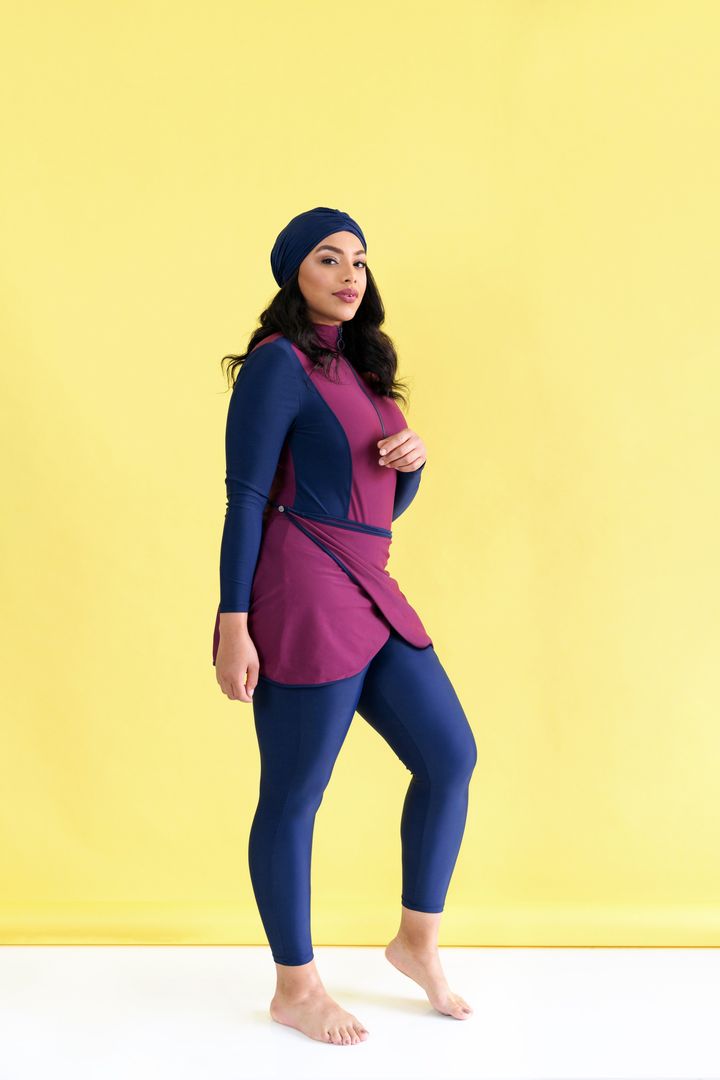 Full body long sleeve swimsuit from The Clothing Company Sydney, conservative 3-piece sportswear swimwear for women.