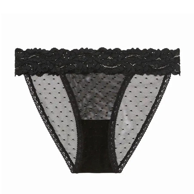 Low-waist mesh lace underwear from The Clothing Company Sydney, transparent sexy thong with delicate lace details.