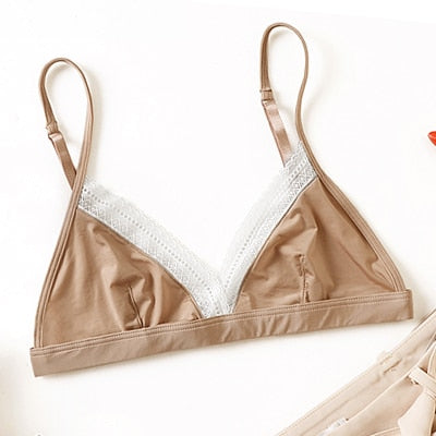 Wireless lace bralette from The Clothing Company Sydney featuring seamless, ultra-thin, 3/4 cup design, ideal for soft, sexy lingerie.