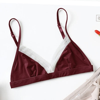Wireless lace bralette from The Clothing Company Sydney featuring seamless, ultra-thin, 3/4 cup design for comfortable lingerie.