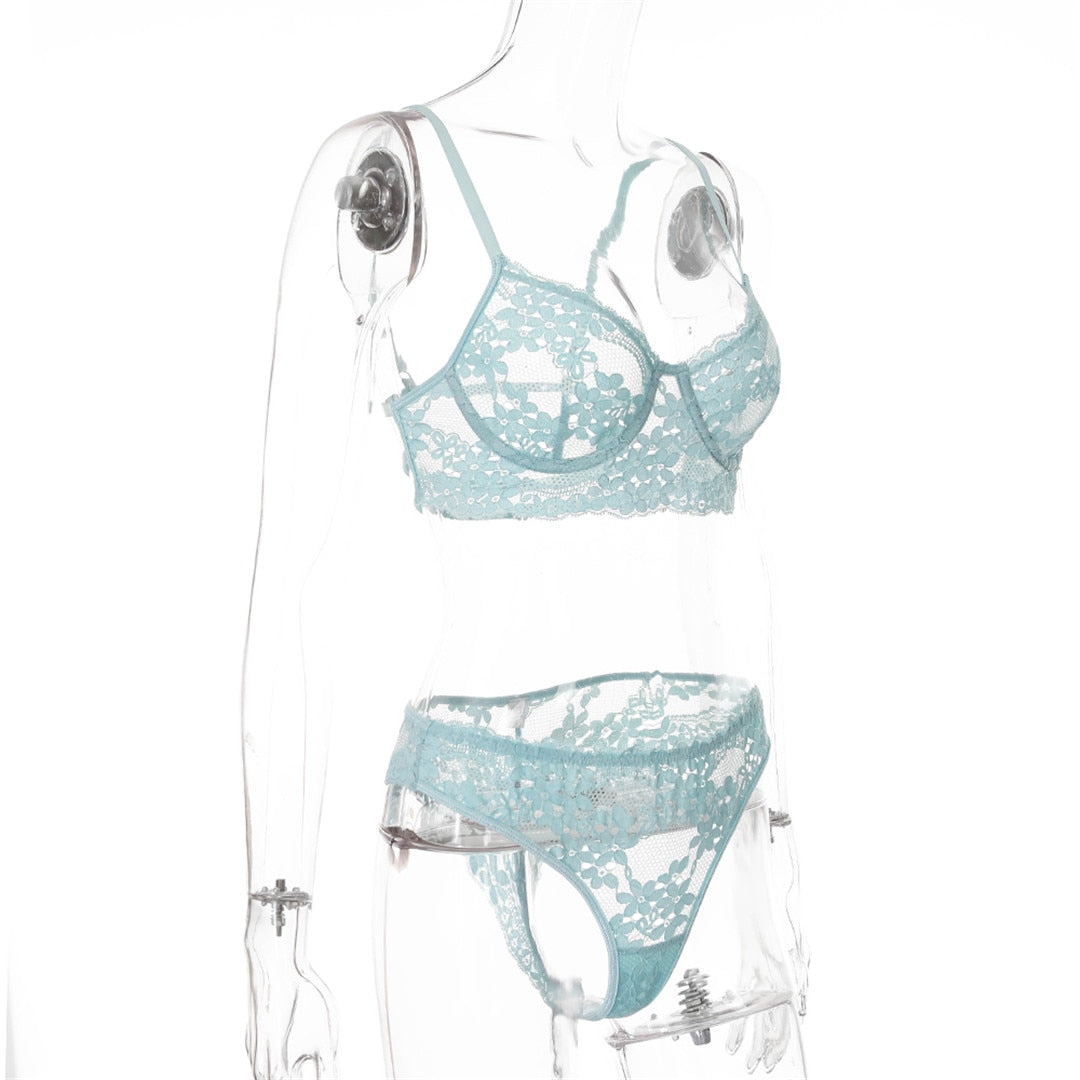 See-through lingerie set featuring a push-up bralette and matching panties from The Clothing Company Sydney.