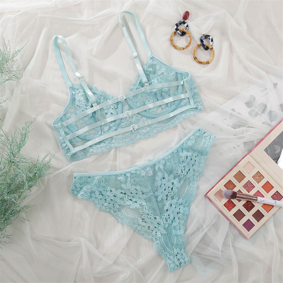 See-through lingerie set featuring a push-up bralette and matching panties from The Clothing Company Sydney.