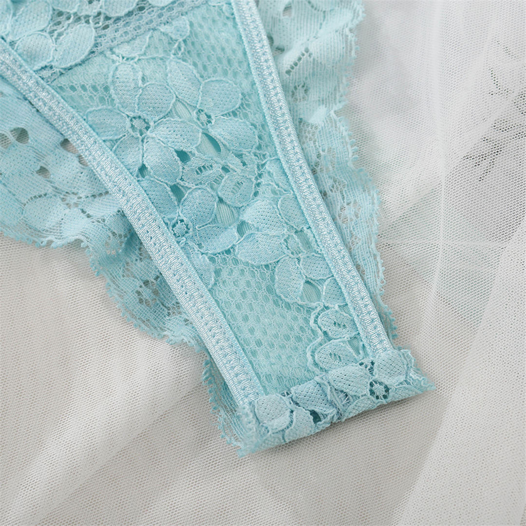See-through lingerie set with push-up bralette and matching panties by The Clothing Company Sydney, featuring delicate sheer fabric.