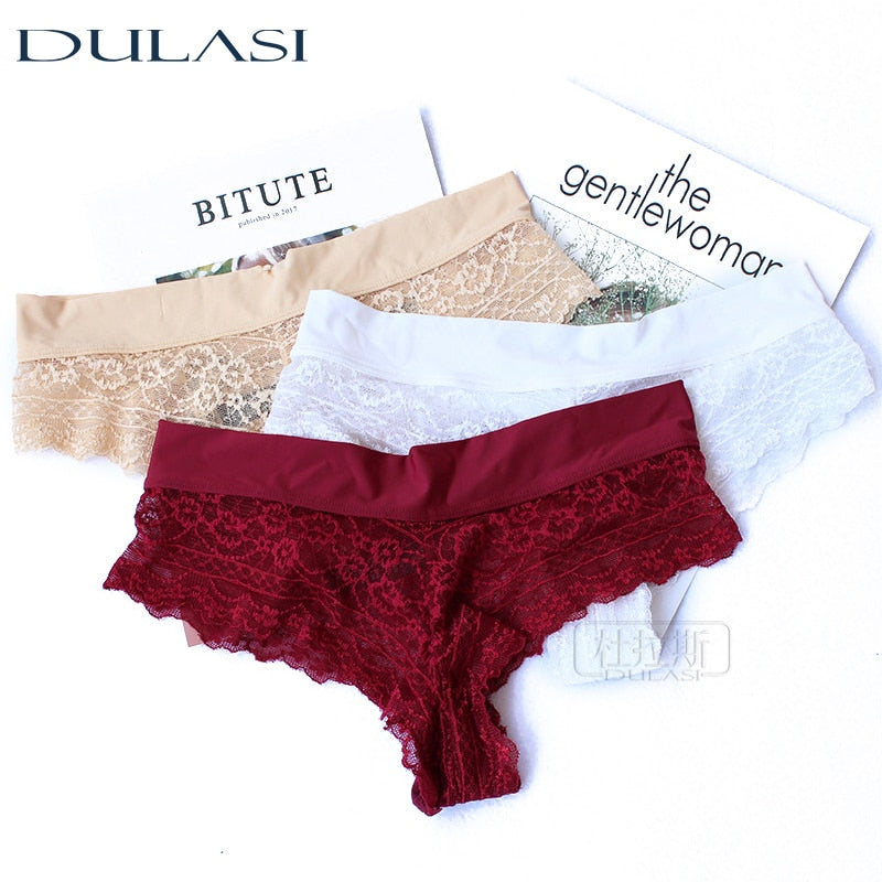 Ultra soft lace thongs from The Clothing Company Sydney, seamless cotton mix underwear with G-string design and bikini cut.