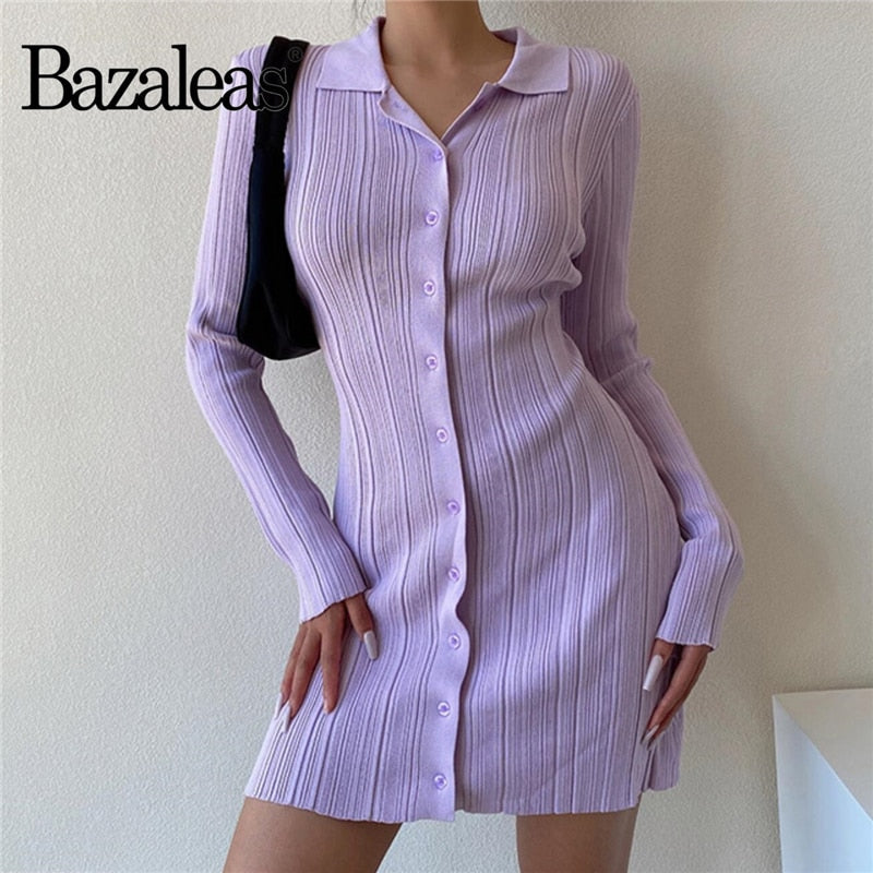 Slim purple, blue, green, black vintage long sleeve women’s mini dress with hollow-out design by The Clothing Company Sydney.