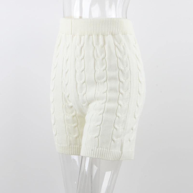 Sleeveless knitted sweater top and matching shorts mini set by The Clothing Company Sydney, perfect for autumn winter casual or party wear.