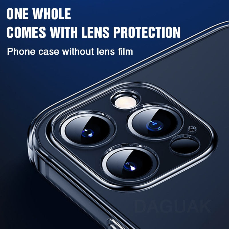 Clear silicone phone case for iPhone 12 Pro Max and iPhone 12 Mini, shockproof protection with camera lens cover from The Clothing Company Sydney.