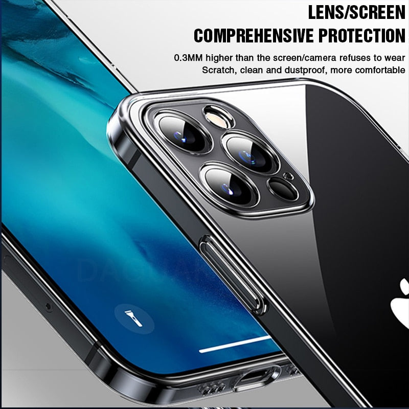 Clear silicone phone case for iPhone 12 Pro Max and iPhone 12 Mini, shockproof protection with camera lens cover by The Clothing Company Sydney