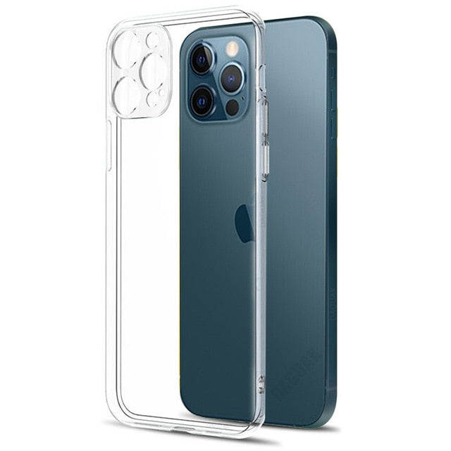 Clear silicone phone case for iPhone 12 Pro Max and iPhone 12 Mini, shockproof back cover with camera lens protection by The Clothing Company Sydney