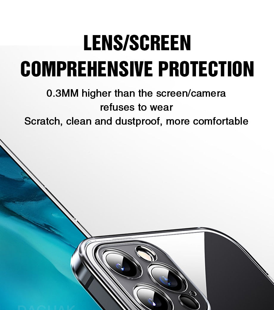 Clear silicone phone case for iPhone 12 Pro Max and iPhone 12 Mini, shockproof protection with camera lens cover by The Clothing Company Sydney.