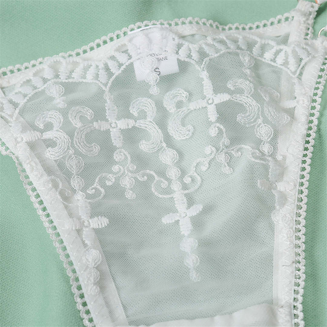 White embroidery lingerie set with underwire bra, featuring half cups, from The Clothing Company Sydney.