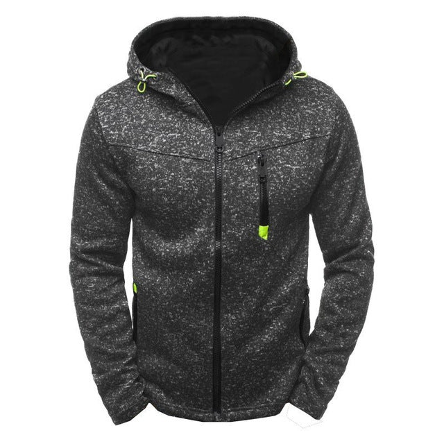 Men's fleece hoodie and zip sweatshirt jacket from The Clothing Company Sydney, featuring a hooded cardigan style and soft fabric.