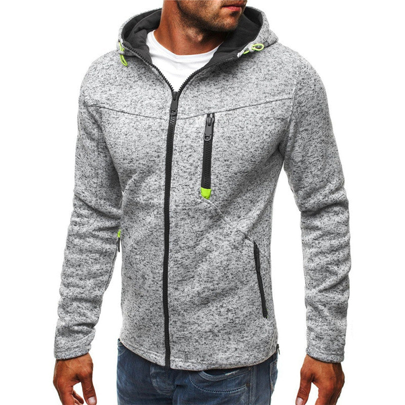 Men's fleece hoodie and zip-up sweatshirt jacket by The Clothing Company Sydney, featuring a hooded design and comfortable fit.