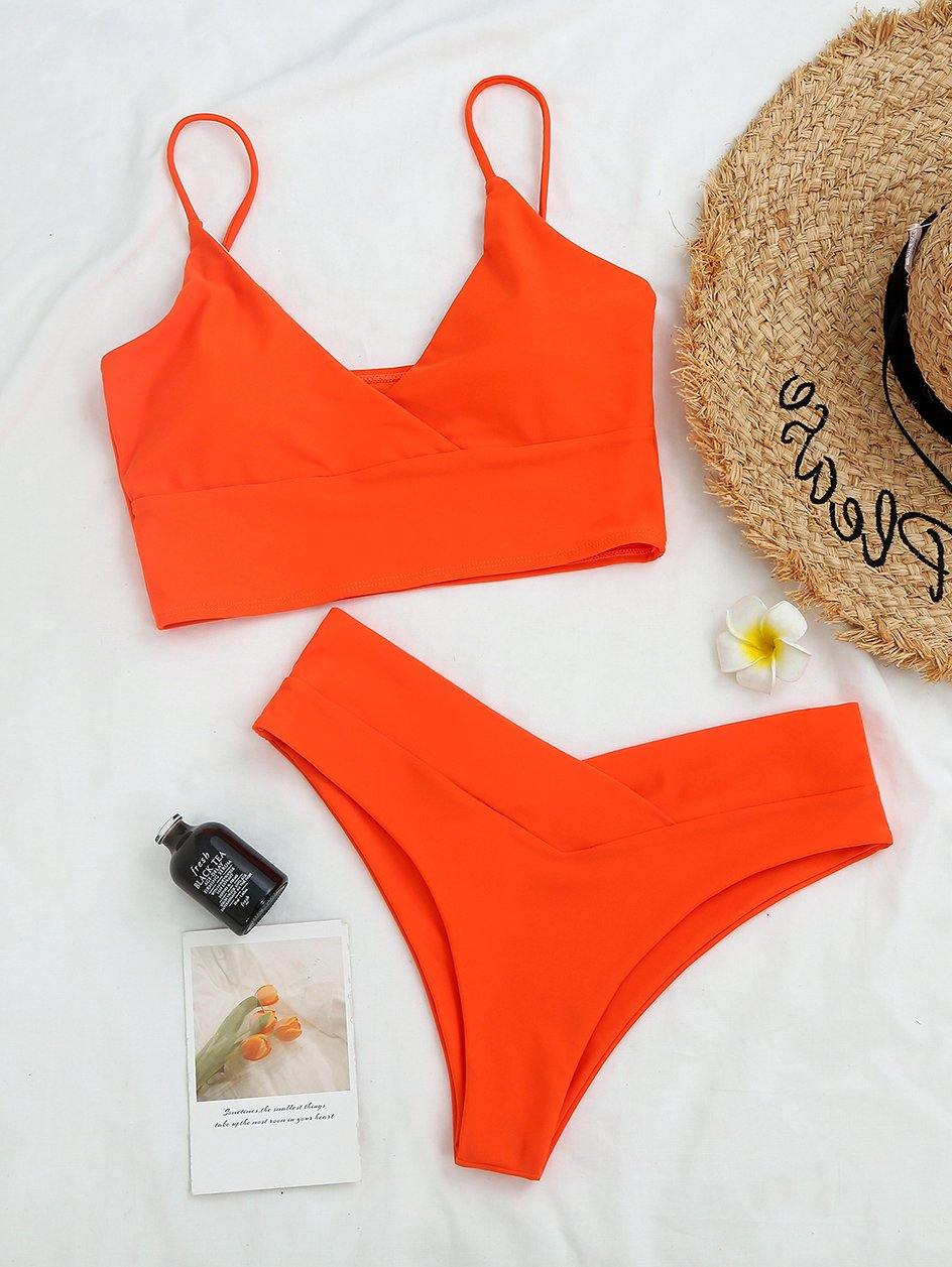 High waist thong bikini set by The Clothing Company Sydney featuring a high cut swimsuit for women, perfect for beachwear.