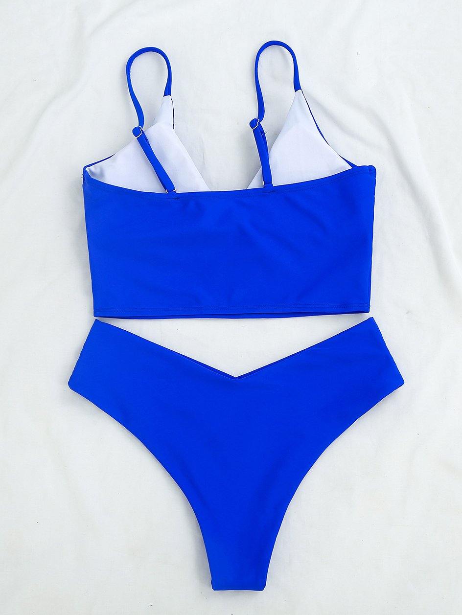 High waist thong bikini set by The Clothing Company Sydney featuring a high cut swimsuit for women, ideal for beachwear.