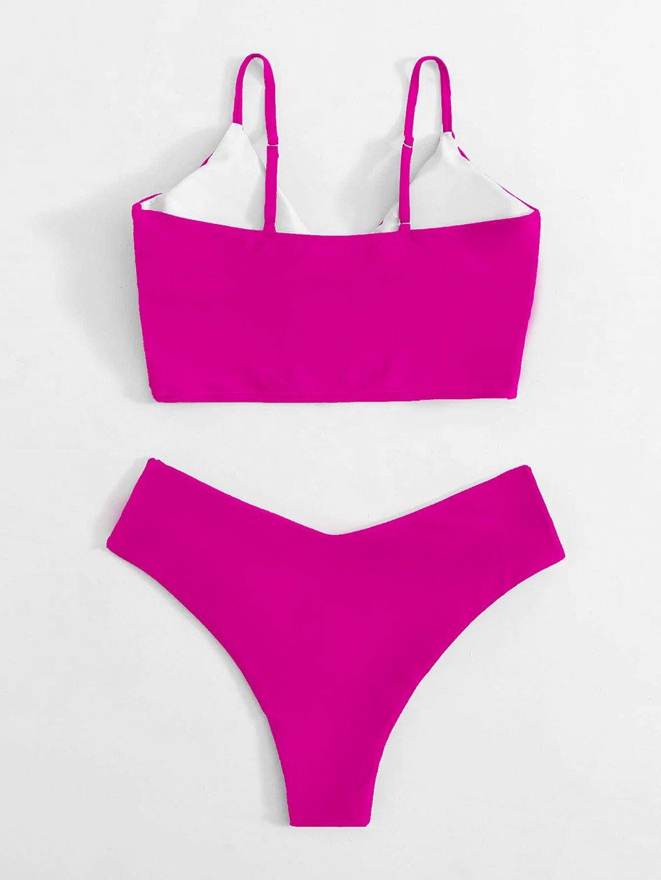 High waist swimsuit and thong bikini set by The Clothing Company Sydney, featuring a high cut design for women.