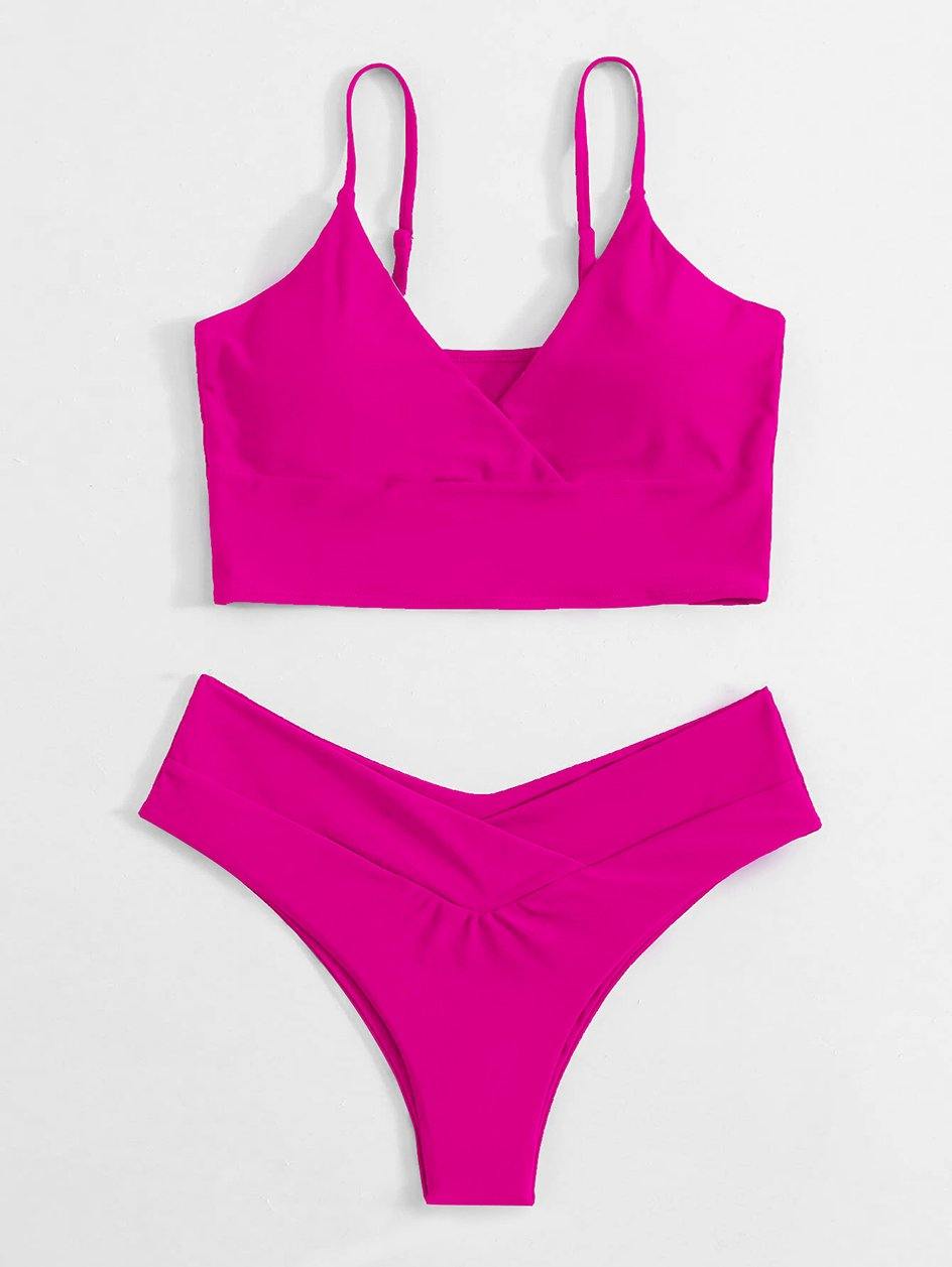 High waist thong bikini set by The Clothing Company Sydney featuring high-cut swimwear for women, in vibrant colors.