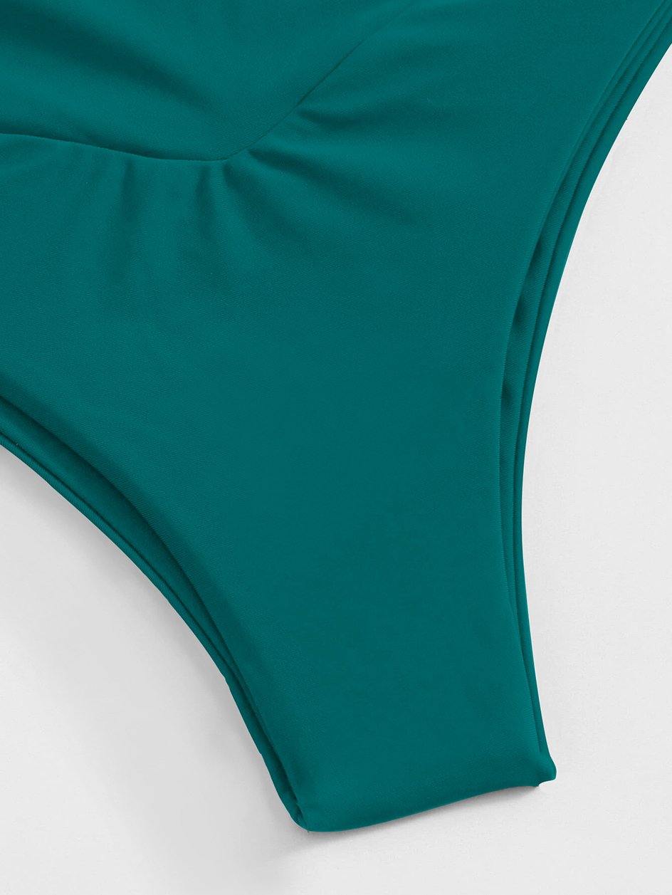 High waist thong bikini set by The Clothing Company Sydney, featuring a high cut swimsuit for women in vibrant swimwear style.