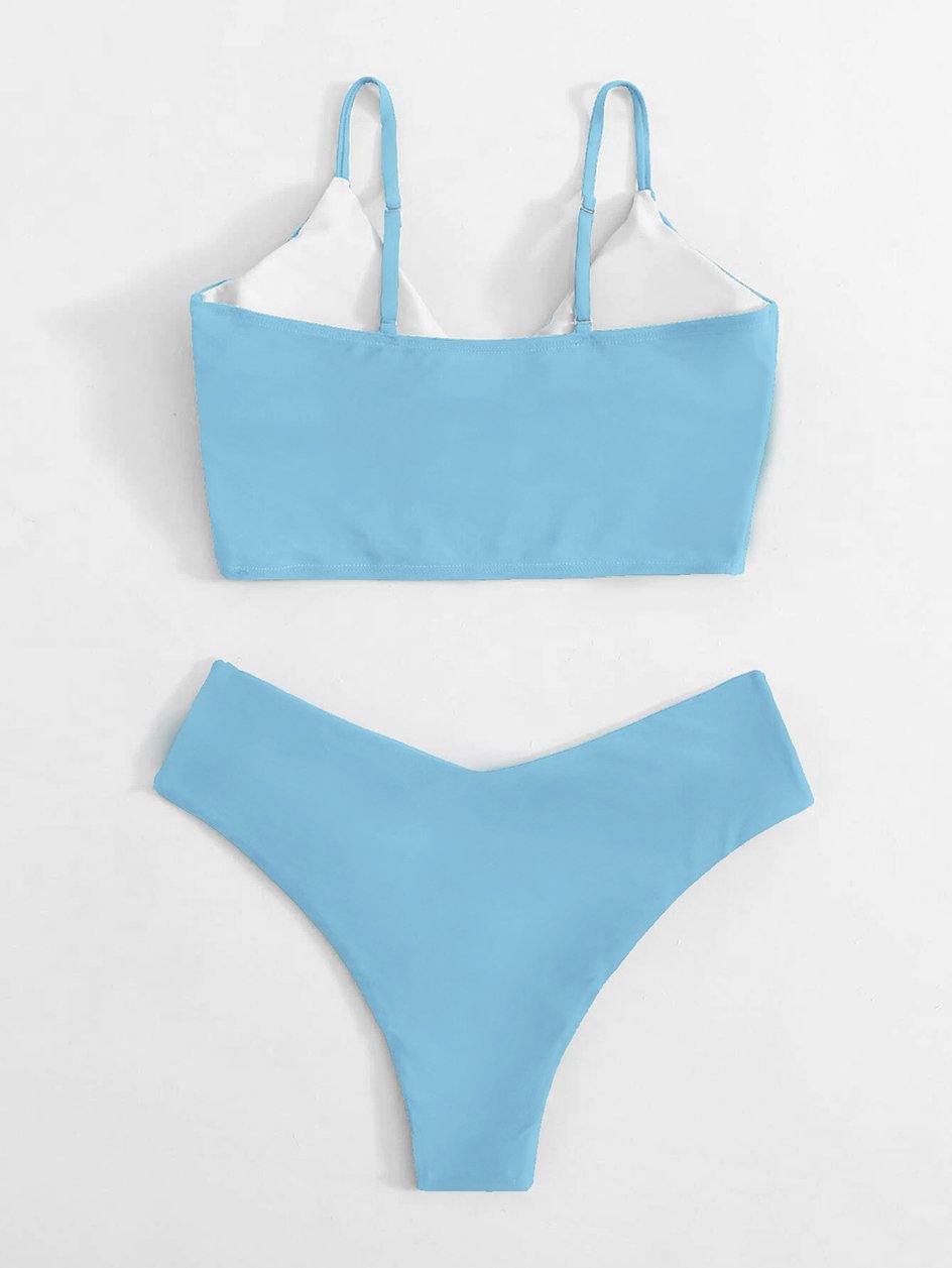 High waist thong bikini set by The Clothing Company Sydney featuring a high cut swimsuit for women, perfect for beachwear.