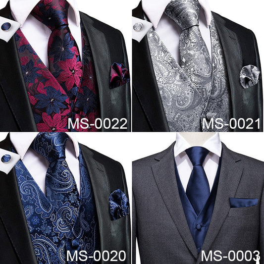 Men's Vests and Tie Business Formal Dresses Slim Vest 4piece Hanky cufflinks for Suit Blue Paisley Waistcoat The Clothing Company Sydney