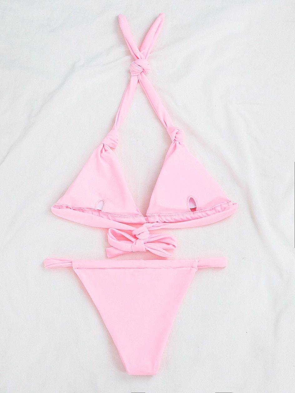 2 Piece Brazilian Micro Swimsuit Mini Thong Bikinis Set Beachwear Halter Top Swimwear Swimming Wear for Bathing Suit The Clothing Company Sydney