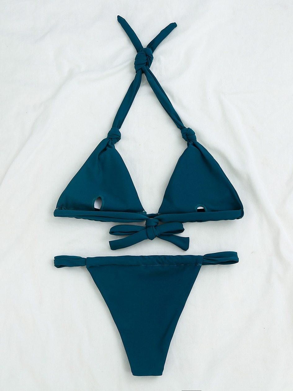 2 Piece Brazilian Micro Swimsuit Mini Thong Bikinis Set Beachwear Halter Top Swimwear Swimming Wear for Bathing Suit The Clothing Company Sydney